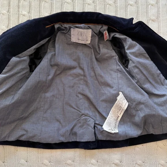 Zara Baby Blazer Velvet Jacket Navy Size 9 - 12 Months Christmas Pics Fancy Navy - Picture 6 of 8